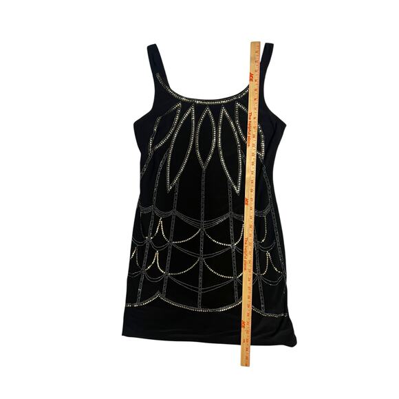 Bisou Bisou Michele Bohbot Sequin Black Stretch Tank Mini Dress Metal Size 10 - Picture 11 of 13